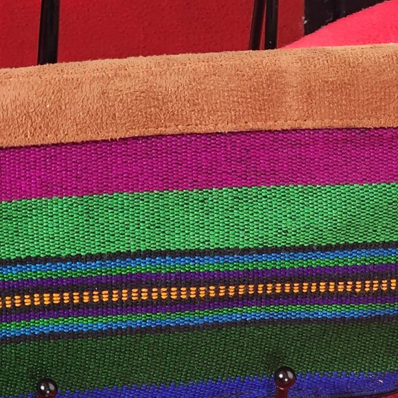 JL Brand Duo Aztec / Stripe Design Embroidered Leather Zip Hand Strap Wallet OLG - Picture 7 of 16